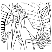 A coloring page of oliver and company